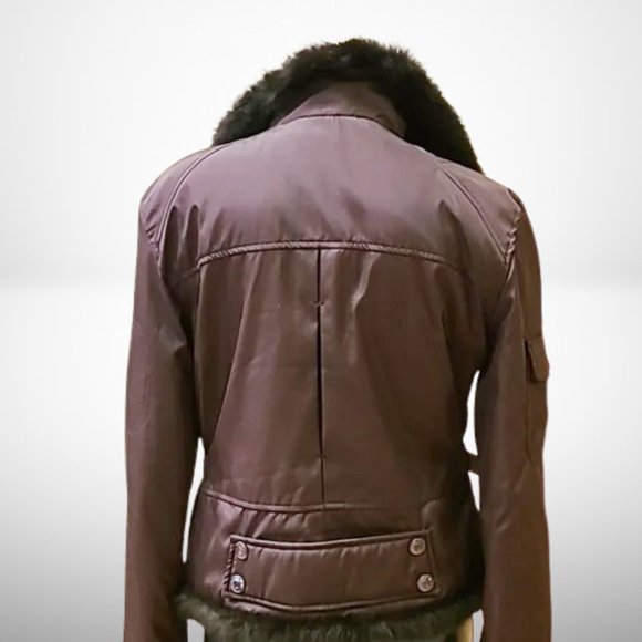 Christian Dior Vintage Winter Jacket in Chestnut Brown with Fur Trim size 40 / 8 - Picture 9 of 15